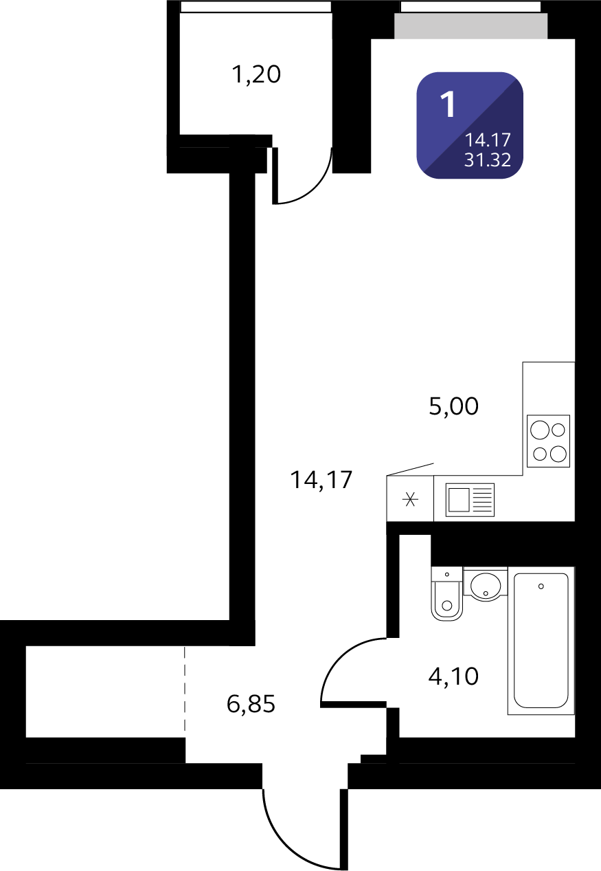 Планировка 1-комн.